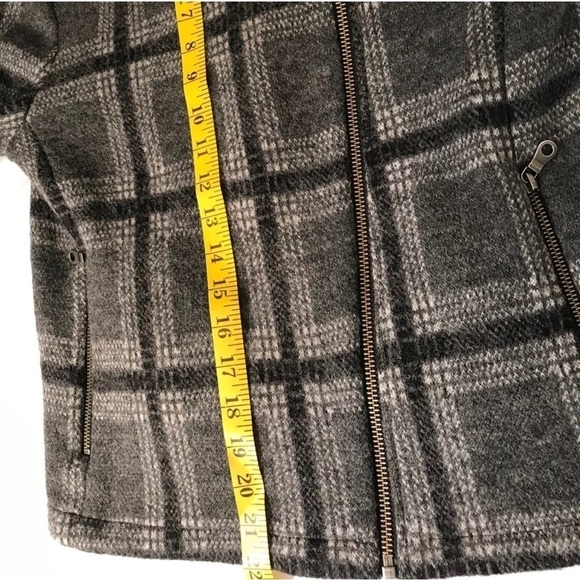 Joie Etesse Wool Blend Moto Jacket Gray Plaid Asymetrical Zip Size Small - Picture 7 of 10